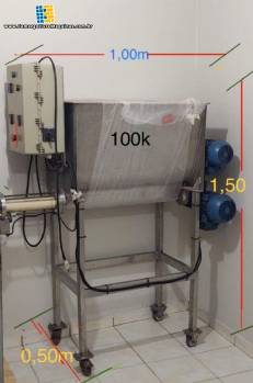 Misturador de ps horizontal com envasadora dosadora em ao inox 150 litros