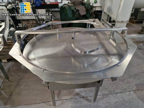 Mesa acumuladora girat�ria em a�o inox Masipack 1200 mm