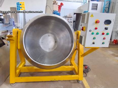 Drageadeira tipo betoneira lisa basculante em inox Bravaeco 500 litros