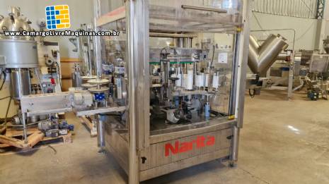 Rotuladora autom�tica em inox com dois cabe�otes para r�tulos autoadesivo Narita