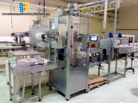 Aplicadora rotuladora sleeve com t�nel de encolhimento OMNIMACK